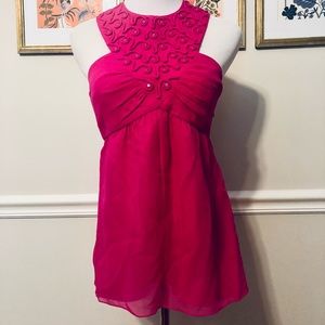 Tibi hot pink fuchsia 100% silk halter top size 4